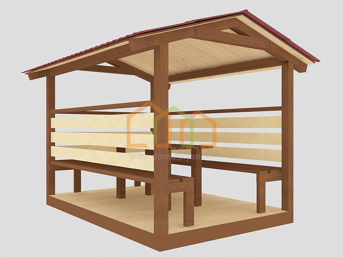 Беседка летняя 2х3 Площадь:6 м² Каркас 40х50 мм. под ключ в Гусь-Хрустальном